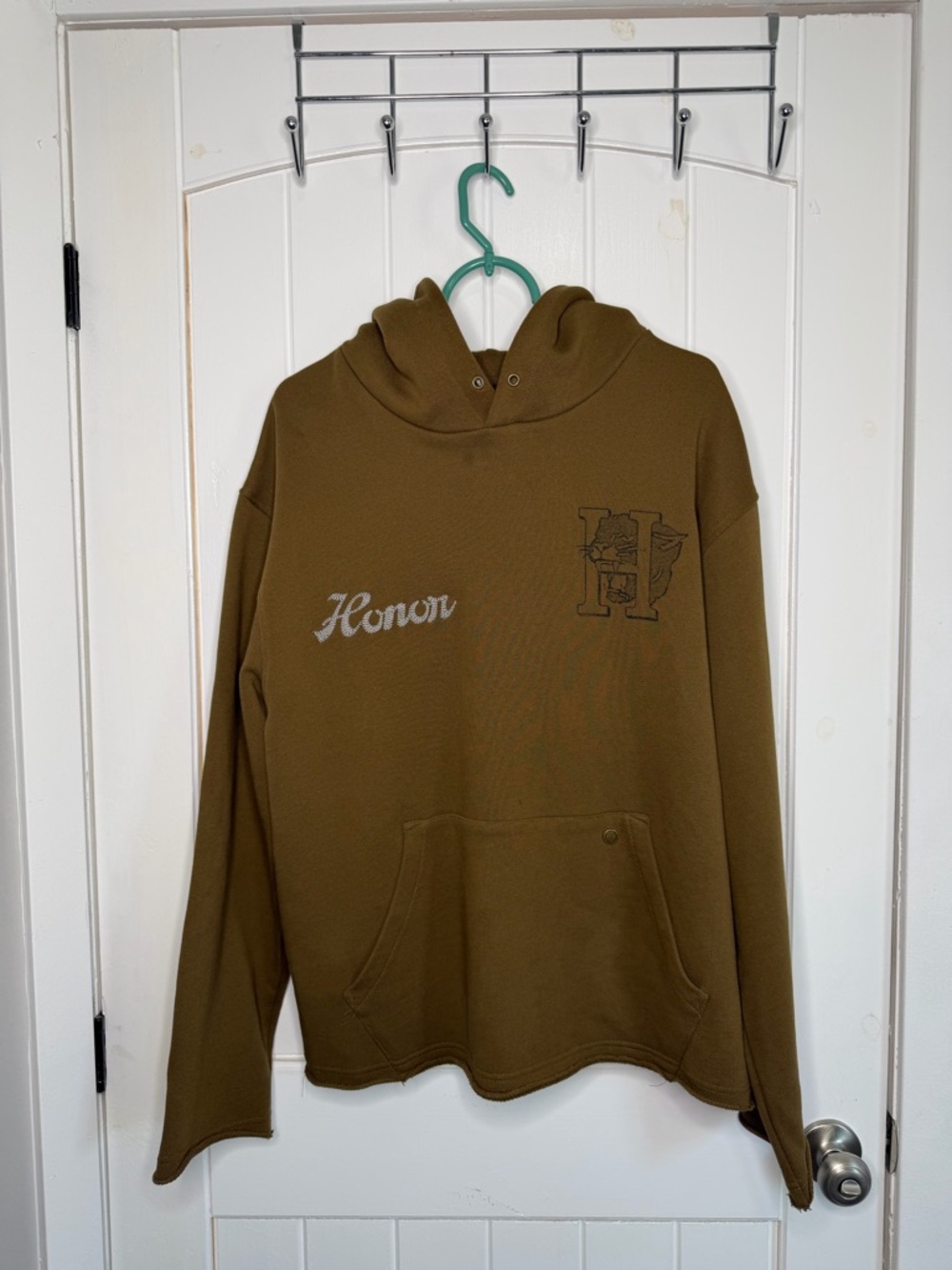 Honor The Gift Distressed Olive Mascot Hoodie Size Small